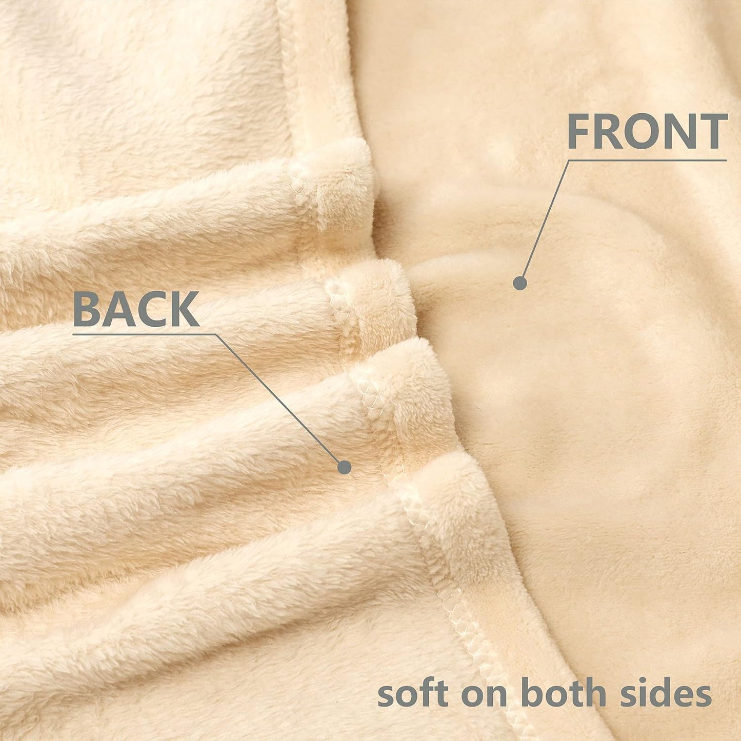 Fleece Blankets, Super Soft Flannel Queen Size Blanket for Bed, Luxury Cozy Microfiber Plush Fuzzy Blanket,Beige