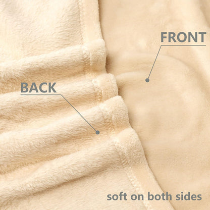 Fleece Blankets, Super Soft Flannel Queen Size Blanket for Bed, Luxury Cozy Microfiber Plush Fuzzy Blanket,Beige