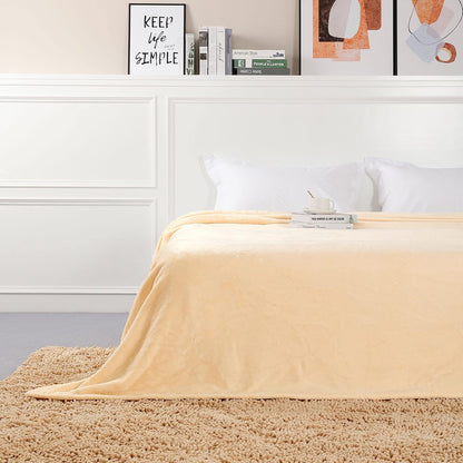 Fleece Blankets, Super Soft Flannel Queen Size Blanket for Bed, Luxury Cozy Microfiber Plush Fuzzy Blanket,Beige