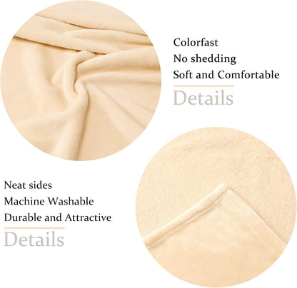 Fleece Blankets, Super Soft Flannel Queen Size Blanket for Bed, Luxury Cozy Microfiber Plush Fuzzy Blanket,Beige