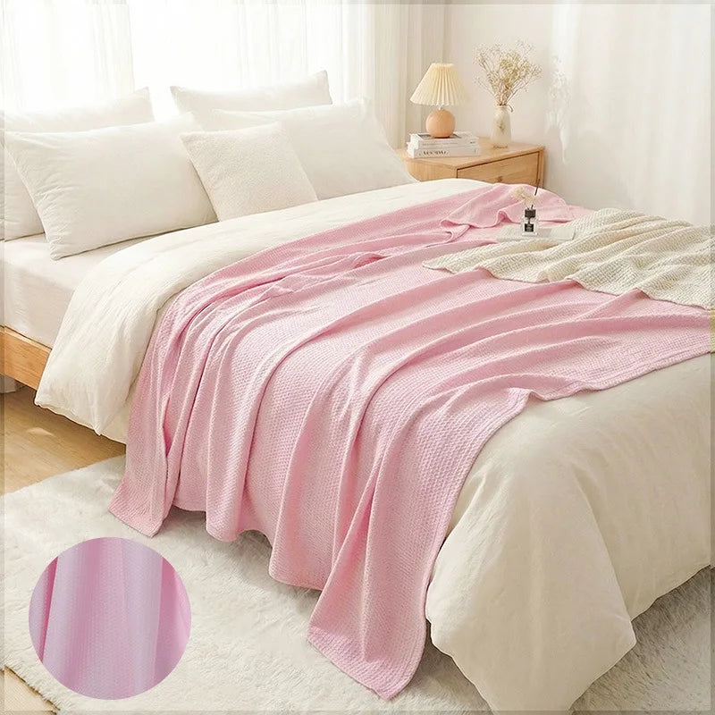 100% Bamboo Fiber Thin Summer Blanket Soft Breathable Sofa Bed Cooling Blanket for Adults Kids Lightweight Air Conditioner Quilt