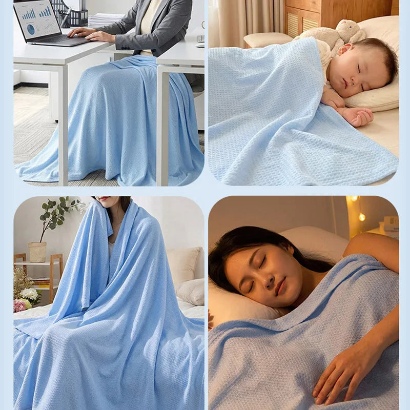 100% Bamboo Fiber Thin Summer Blanket Soft Breathable Sofa Bed Cooling Blanket for Adults Kids Lightweight Air Conditioner Quilt